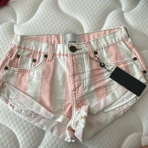 white and pink striped one teaspoons shorts